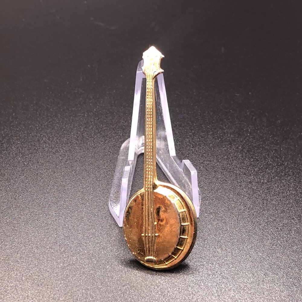 Vintage Signed CORO Brushed Goldtone Bango Brooch Pin Rare